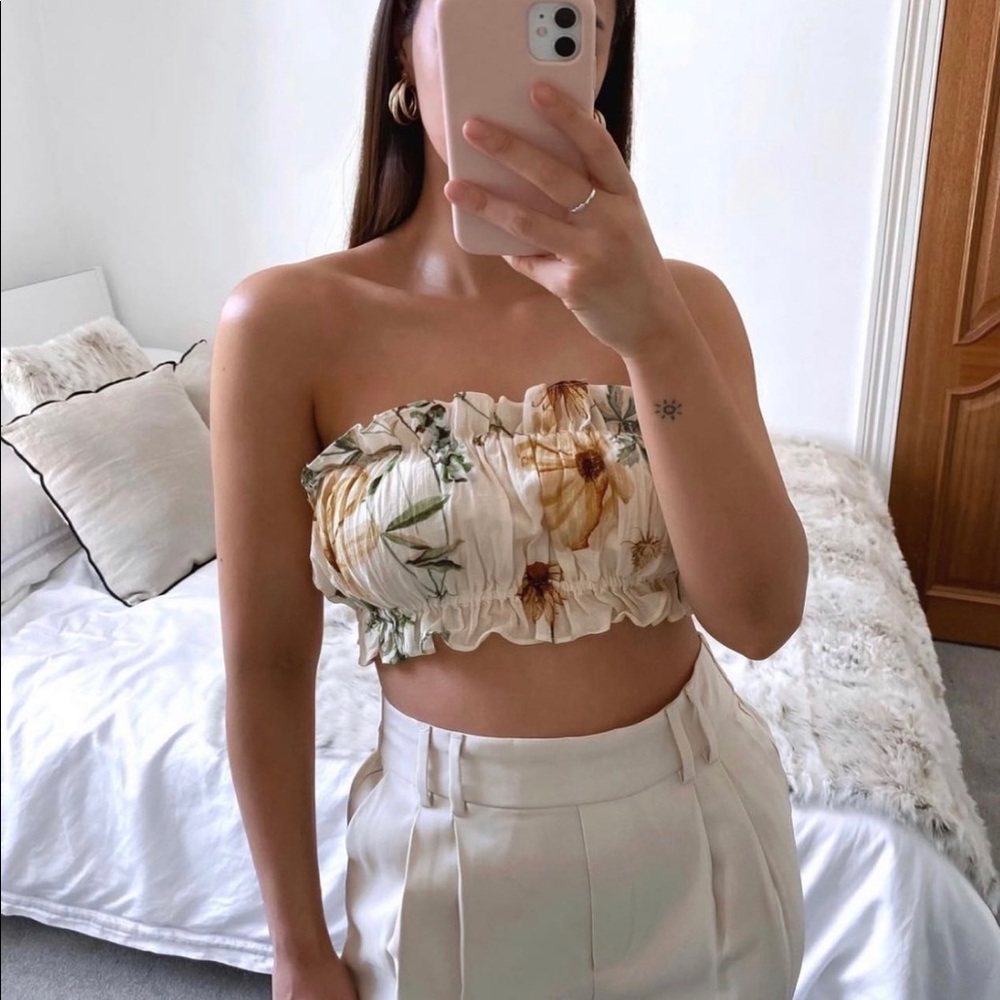 NWT H&M Floral Meadow Draped Tube Top XS/S